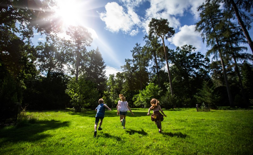 Kids running at Westonbirt Arboretum